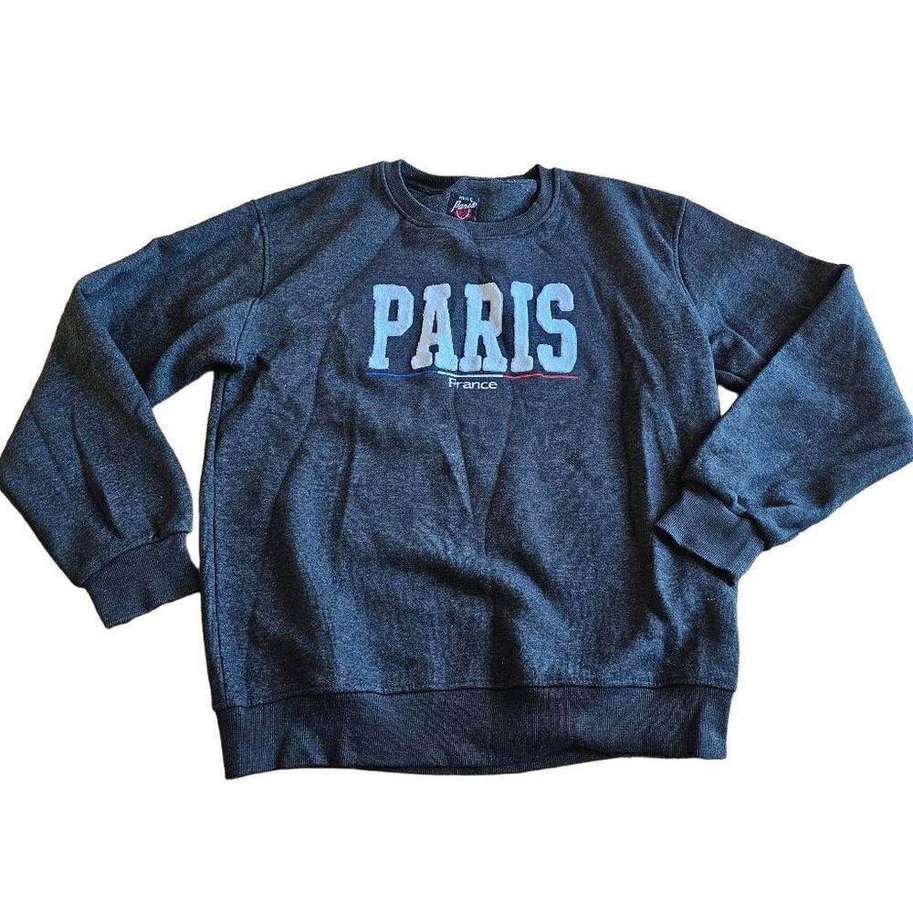 Hello paris Design in France Sz M gray paris sweatshirt womens